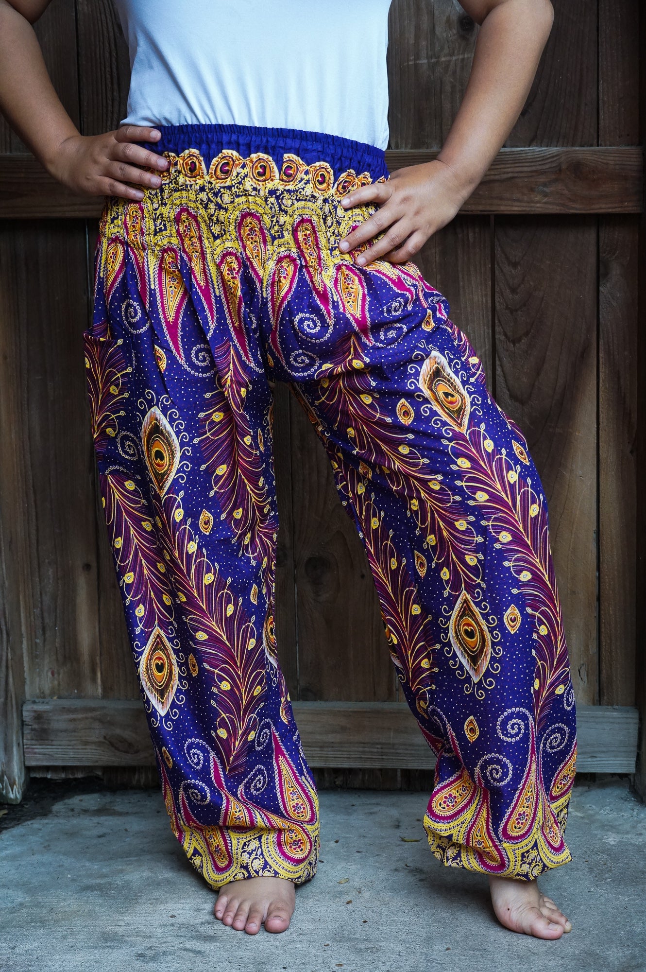 Puple Peacock Women Boho & Hippie Harem Pants