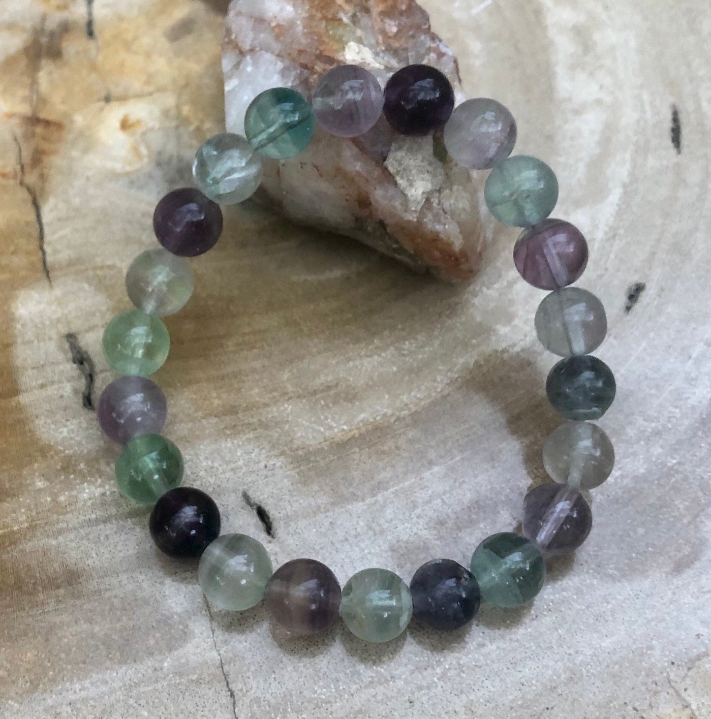 Rainbow Fluorite Stretch Bracelet! Natural & Handmade