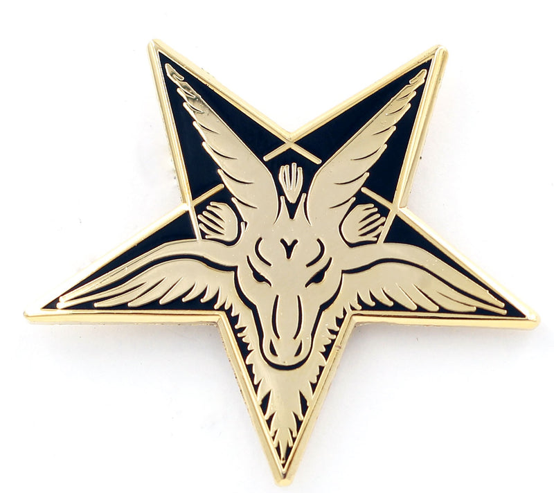 Baphomet Head Satan Satanic Sabbatic Goat Pentagram Occult Enamel Pin