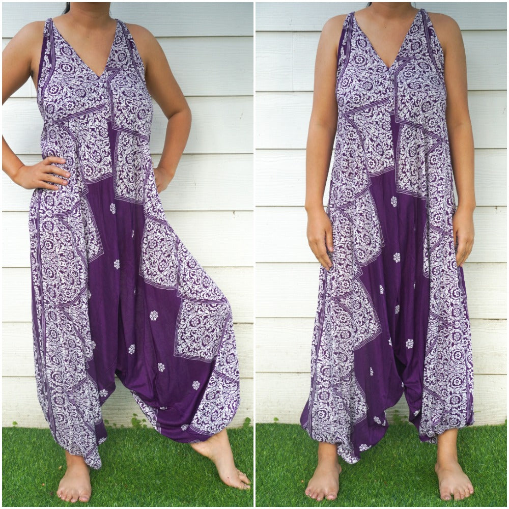 Purple Lotus Boho Hippie Jumpsuits