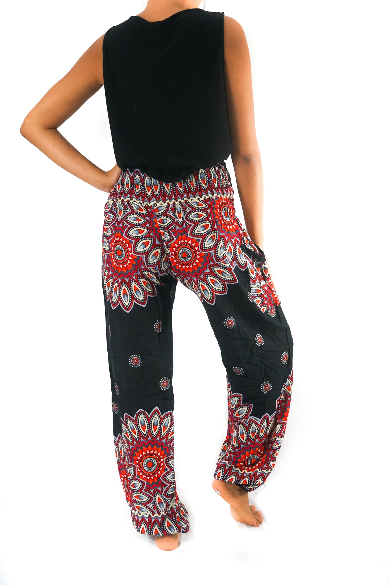 Black FLORAL Women Boho & Hippie Harem Pants