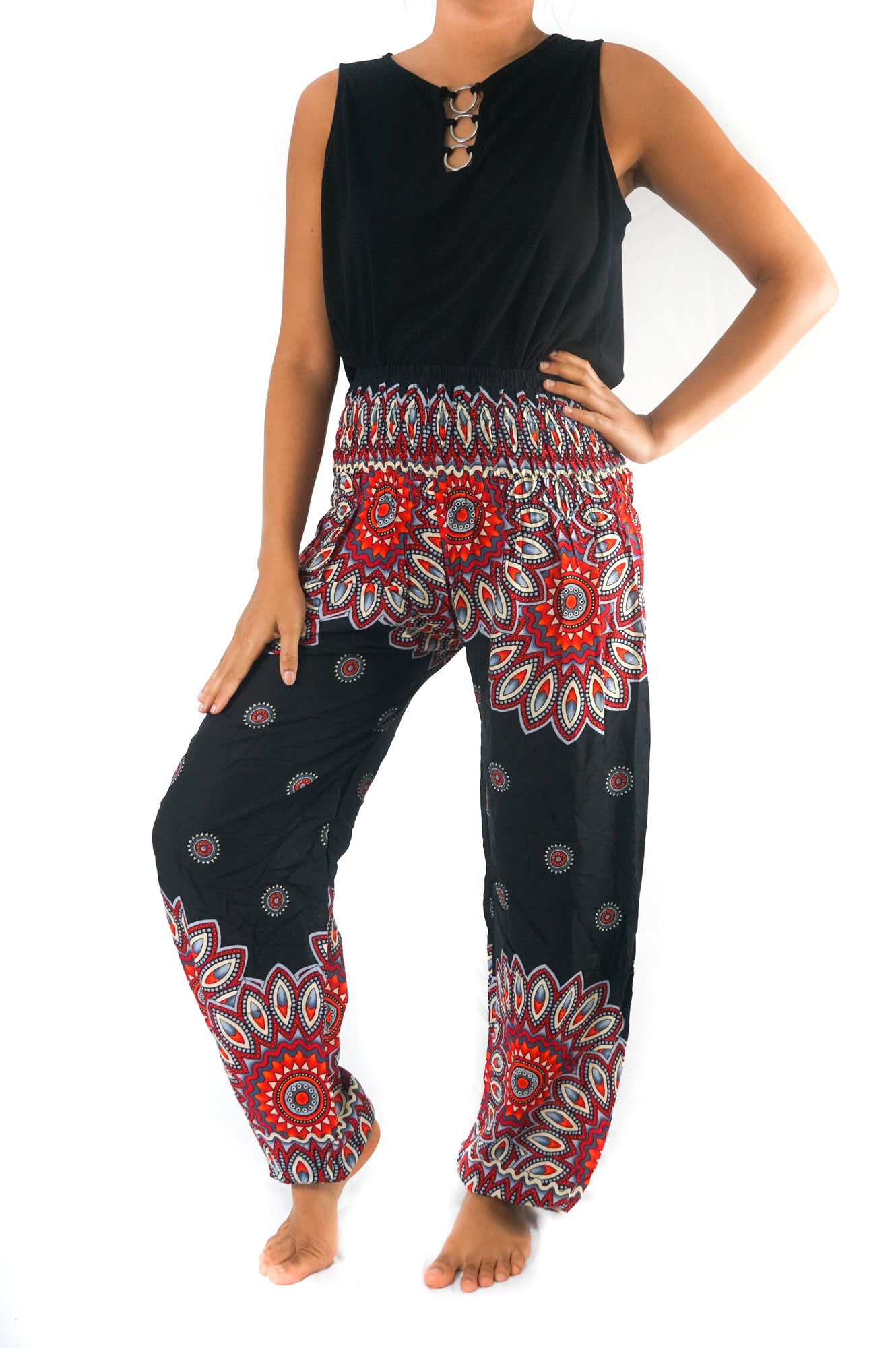 Black FLORAL Women Boho & Hippie Harem Pants