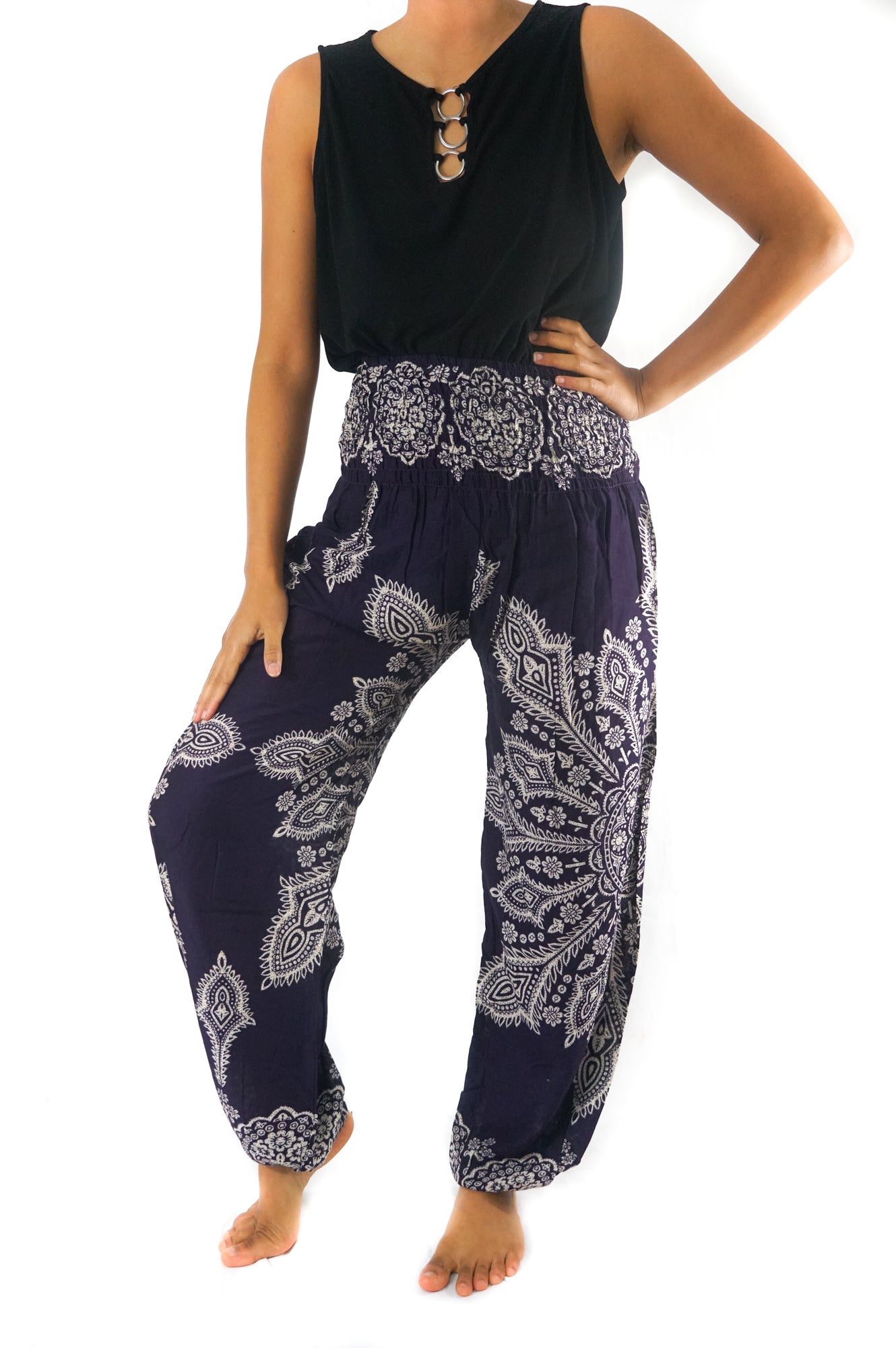 Purple Butterfly Women Boho & Hippie Harem Pants