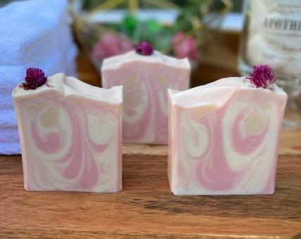 Berry Clean Cherry Bomb Cold Process Soap with Flower embed