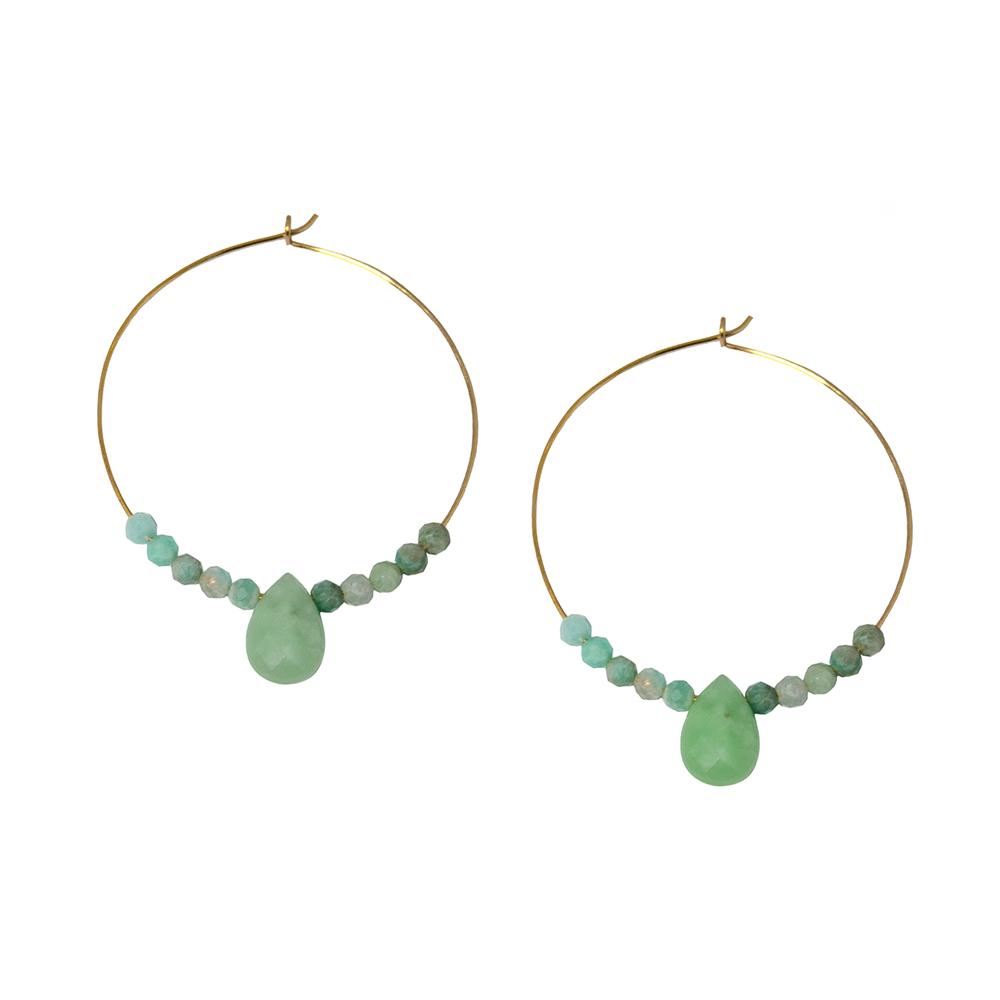 Amazonite Gold Hoop Earrings