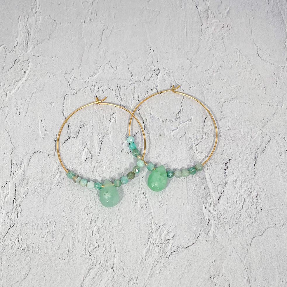 Amazonite Gold Hoop Earrings