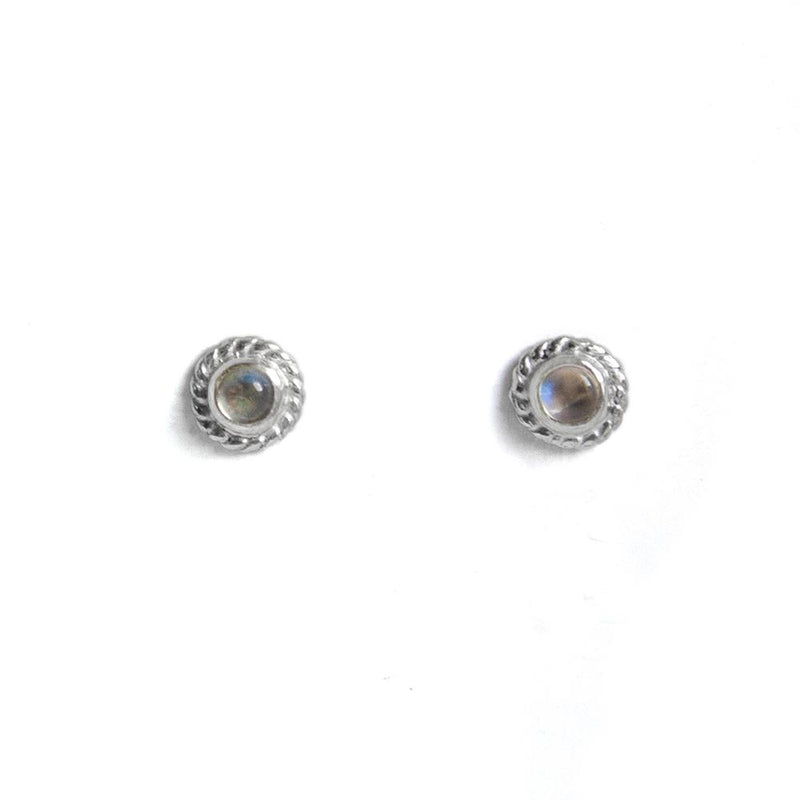 Rainbow Moonstone Sterling Silver Stud Earrings v1