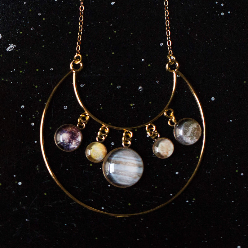 Galilean Moons of Jupiter Statement Necklace - Gold -