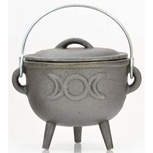 Triple Moon cast iron cauldron 4" - Wiccan Place