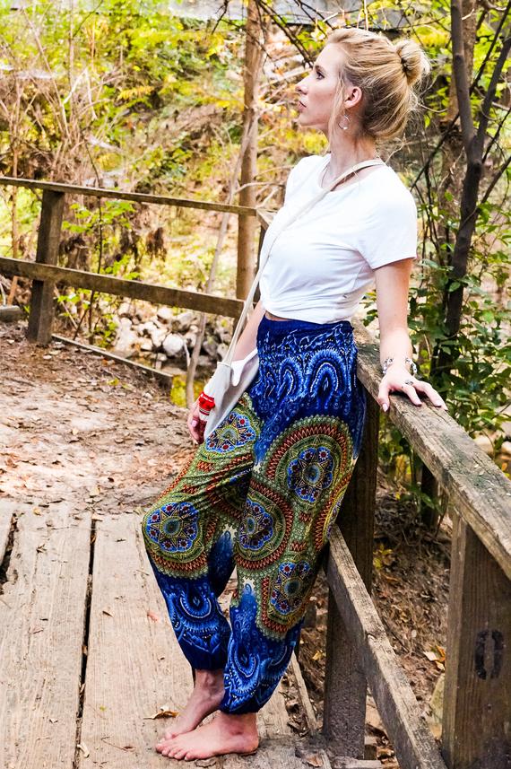 Blue Geometric Women Boho & Hippie Harem Pants