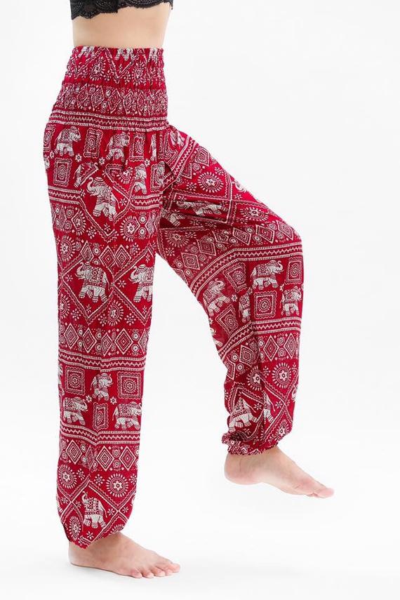 Burgundy ELEPHANT Women Boho & Hippie Harem Pants