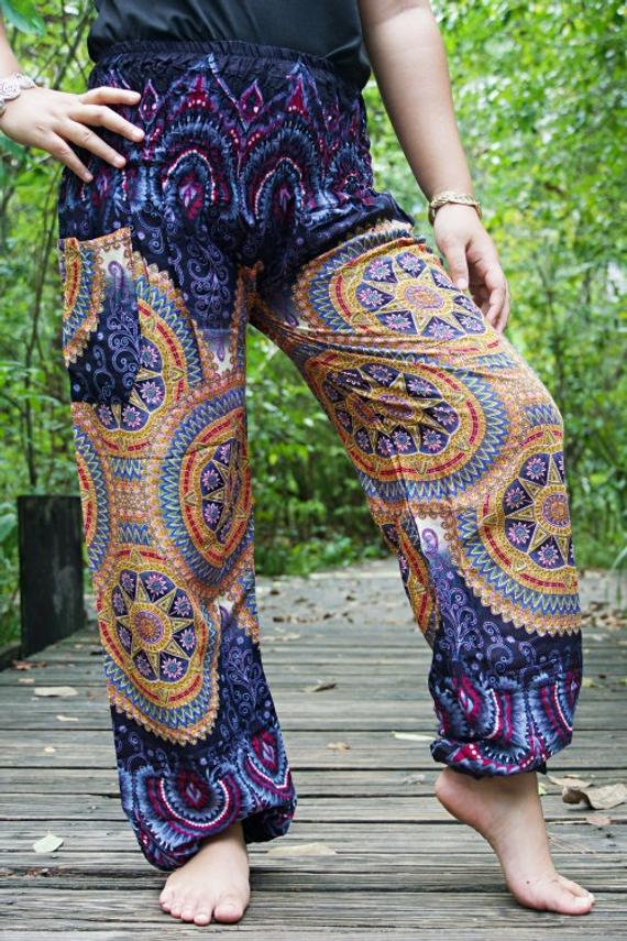 Purple PSYCHEDELIC Women Boho & Hippie Harem Pants