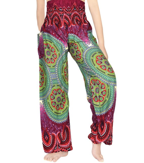 Burgundy GEOMETRIC Women Boho & Hippie Harem Pants