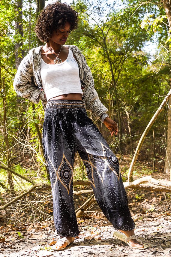 Black PEACOCK Women Boho & Hippie Harem Pants