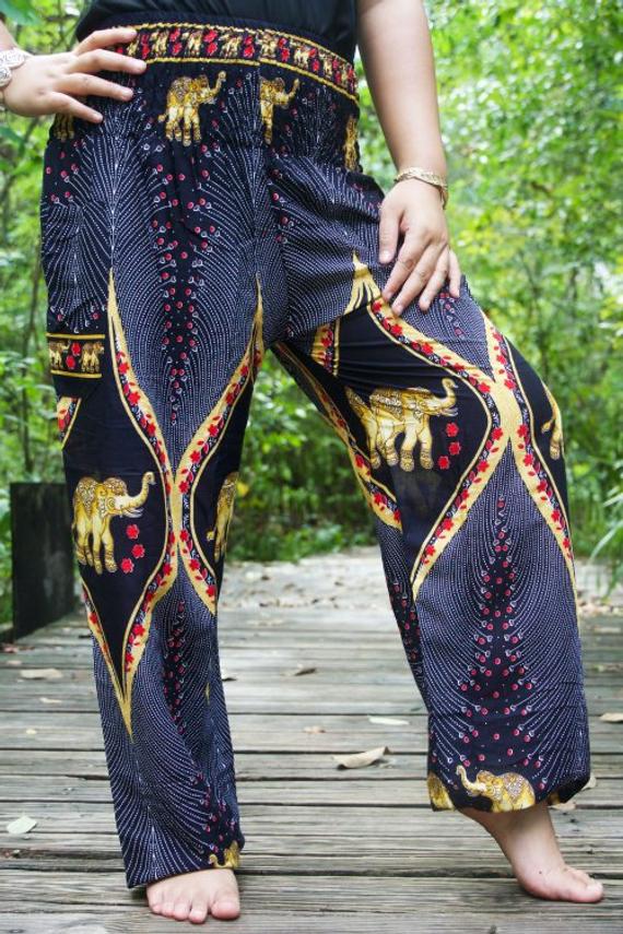Black Elephant PEACOCK Women Boho & Hippie Harem Pants