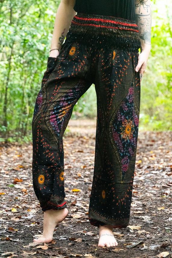 Black Peacock Women Boho & Hippie Harem Pants - Pants