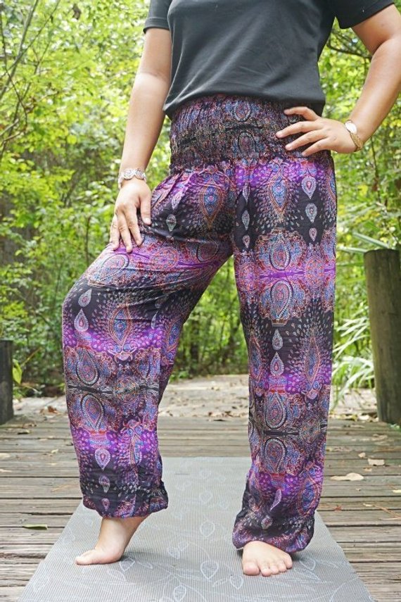 Purple PAISLEY Women Boho & Hippie Harem Pants