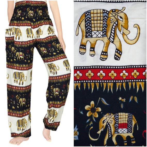 Black ELEPHANT Women Boho & Hippie Harem Pants