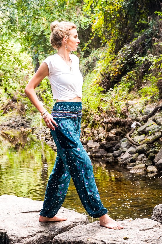 Teal PEACOCK Women Boho & Hippie Harem Pants