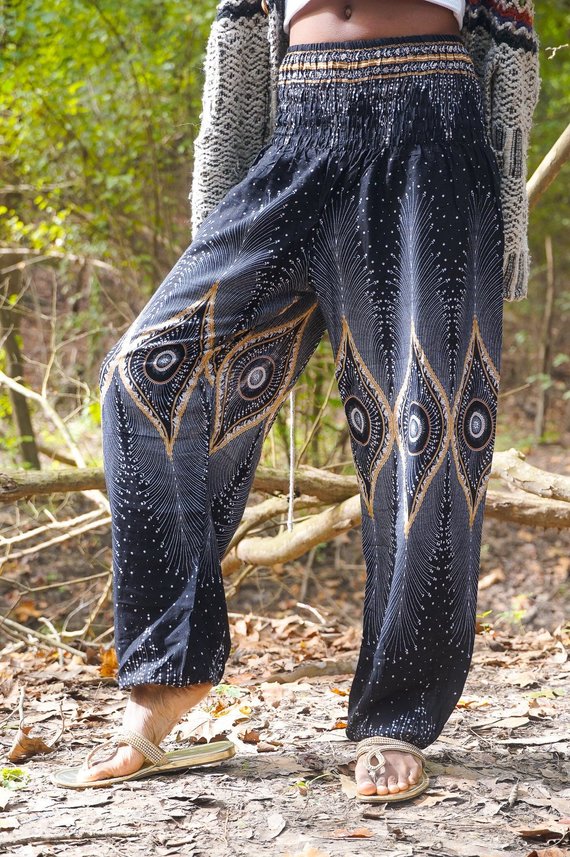 Black PEACOCK Women Boho & Hippie Harem Pants