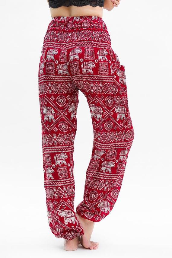 Burgundy ELEPHANT Women Boho & Hippie Harem Pants