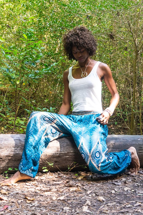 Teal PEACOCK Women Boho & Hippie Harem Pants