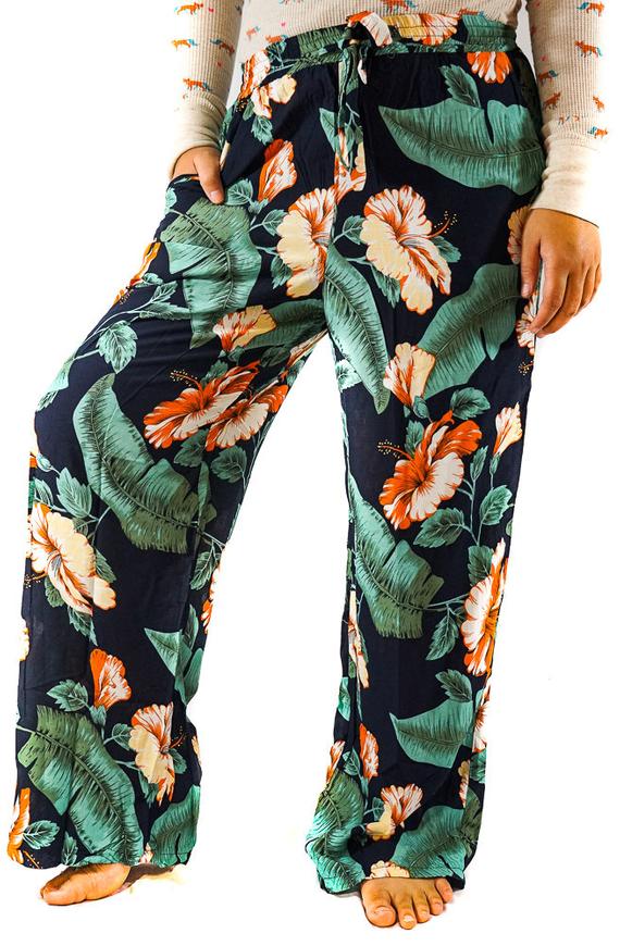 Leaf Print Women Boho & Hippie Harem Pants XS-M