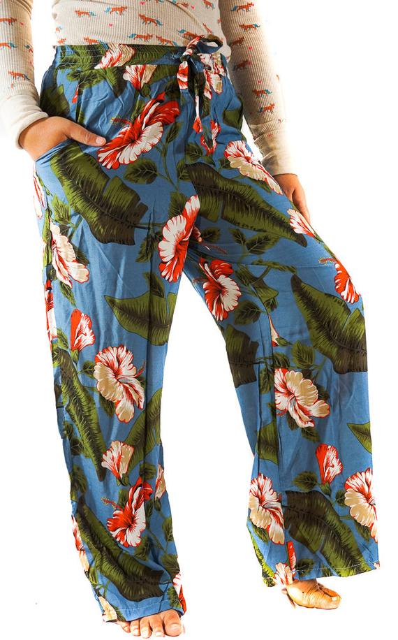 Leaf Print Women Boho & Hippie Harem Pants XS-M