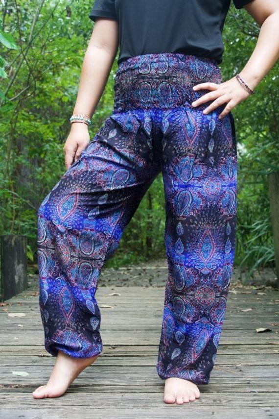 Blue PAISLEY Women Boho & Hippie Harem Pants