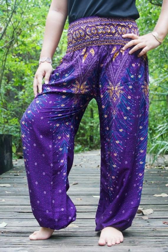 Purple PEACOCK Boho & Hippie Harem Pants