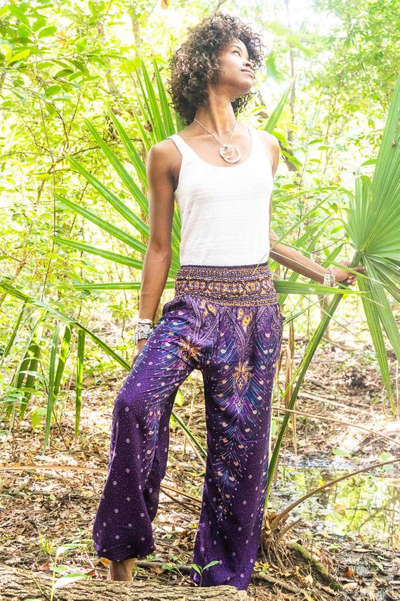 Purple PEACOCK Boho & Hippie Harem Pants