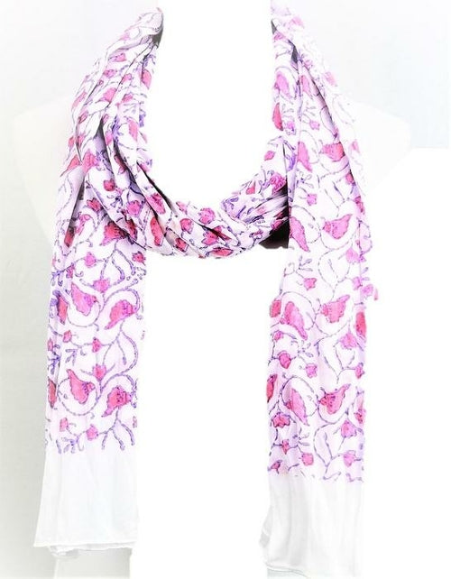 Karuna Floral Fashion Scarves - Hand Block Printed by Survivors