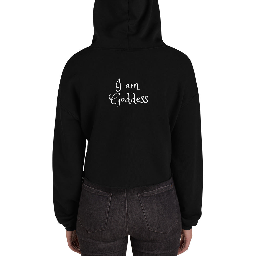 Triple Moon Pentagram / I am Goddess Crop Hoodie - Wiccan Place