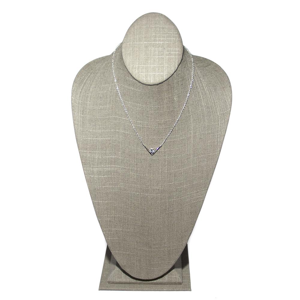 White Topaz Chevron Sterling Silver Necklace