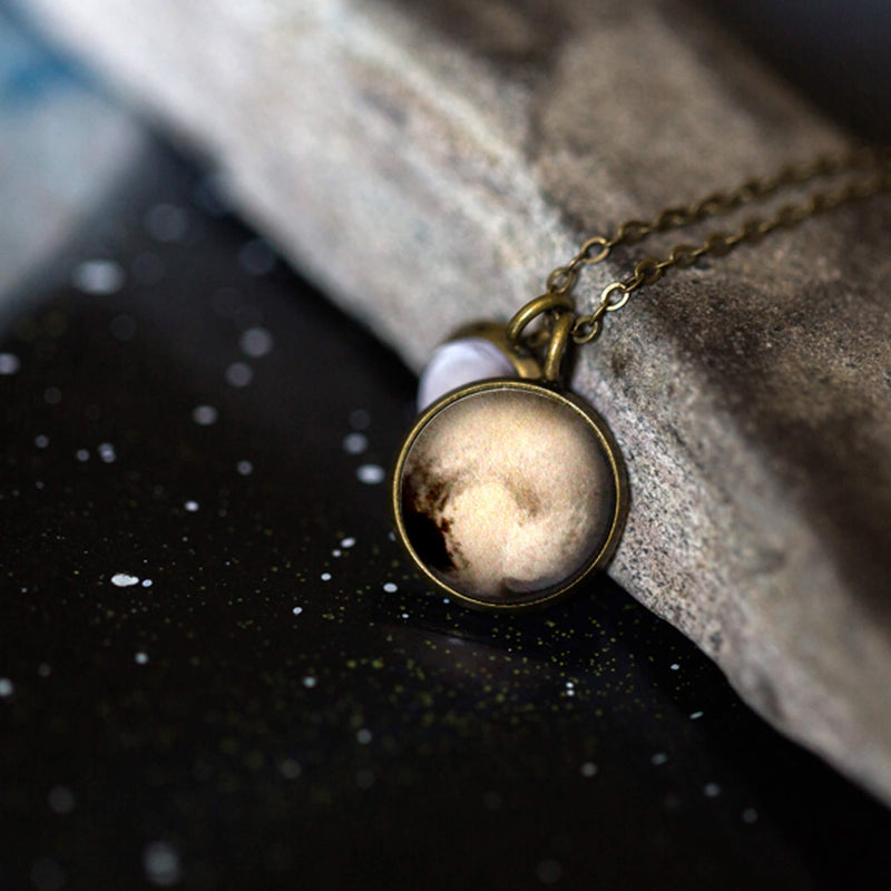 Pluto and Charon Layered Space Necklace