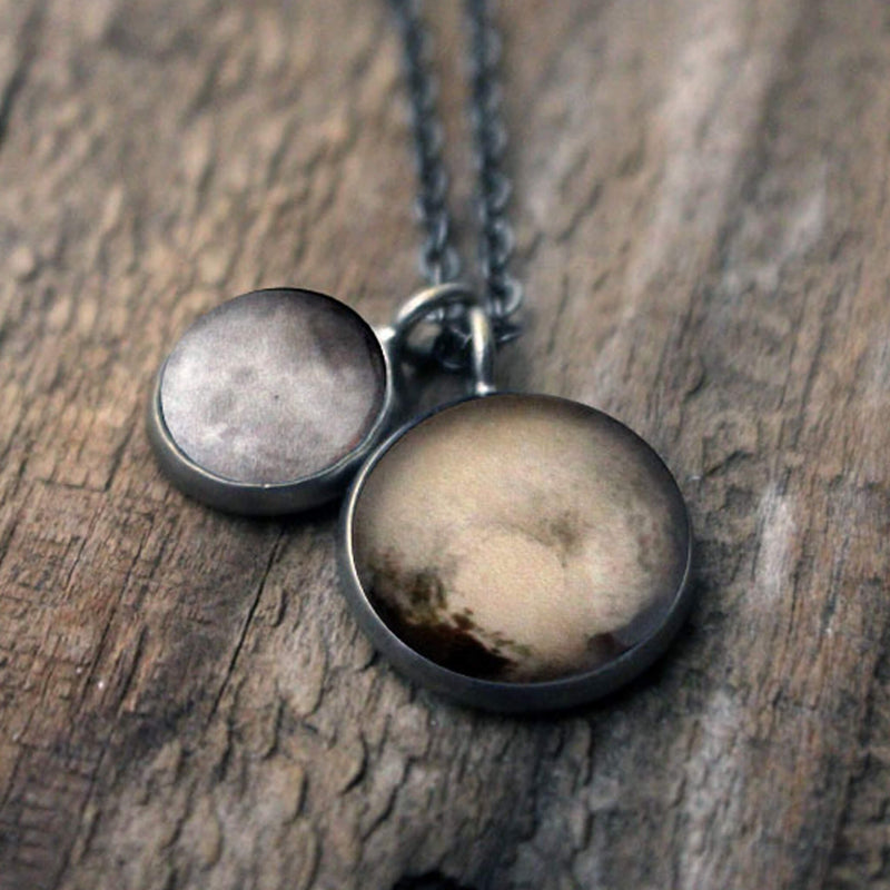 Pluto and Charon Layered Space Necklace