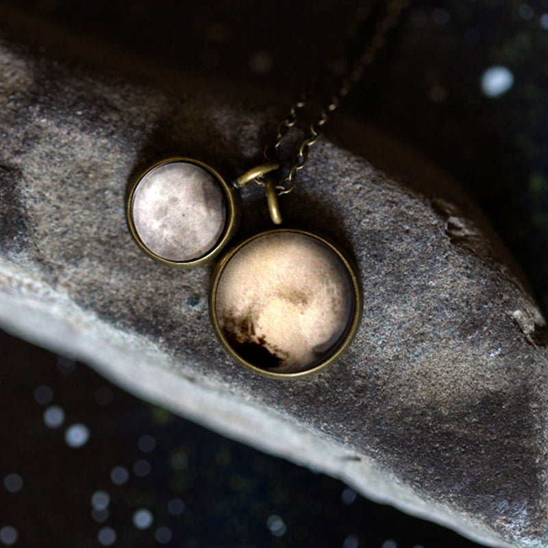 Pluto and Charon Layered Space Necklace