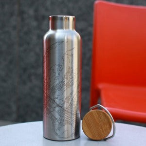 Rock Hill - South Carolina Map Bottle with Bamboo Top